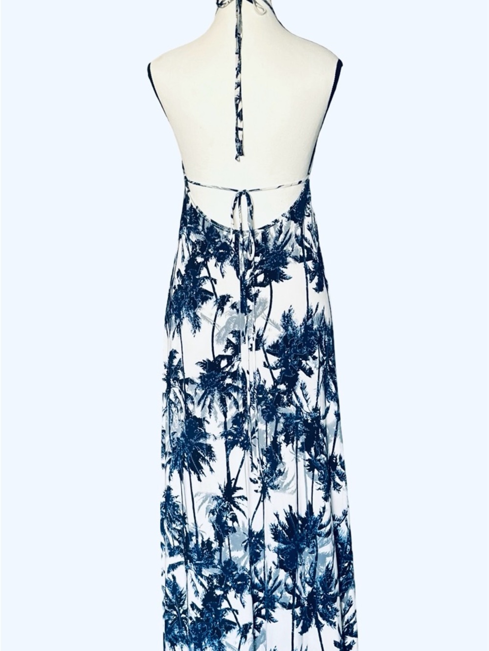 Elan Women’s Navy & White Palm-Print Halter Maxi Dress - Small, New - Picture 5 of 7